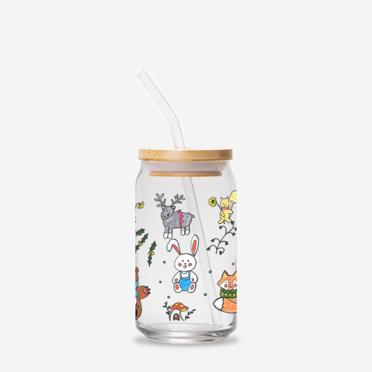 Forest Friends Glass Can