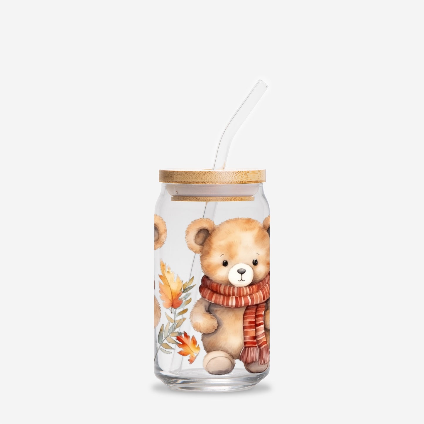 Bear Hug Glass Can (with or without straw)
